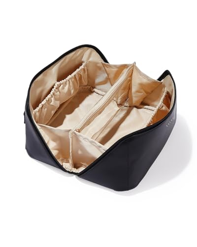 Large Flat-Open Travel Makeup Bag in Waterproof PU Leather