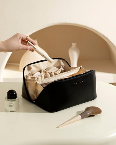 Large Flat-Open Travel Makeup Bag in Waterproof PU Leather
