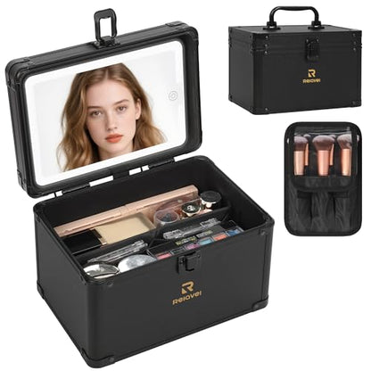 Travel Makeup Case with Built-In LED Mirror