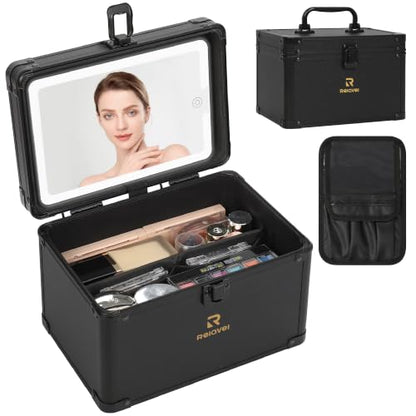 Travel Makeup Case with Built-In LED Mirror