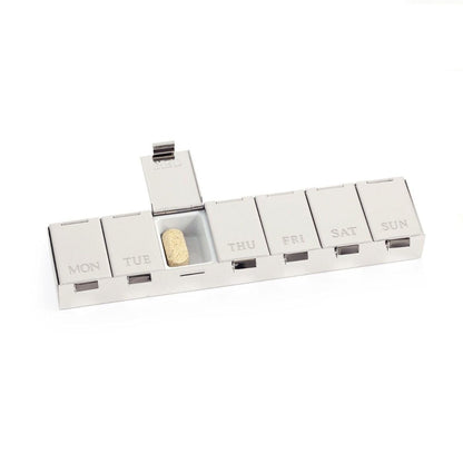 7-Day Chrome Pill Box with Individual Compartments