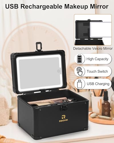 Travel Makeup Case with Built-In LED Mirror