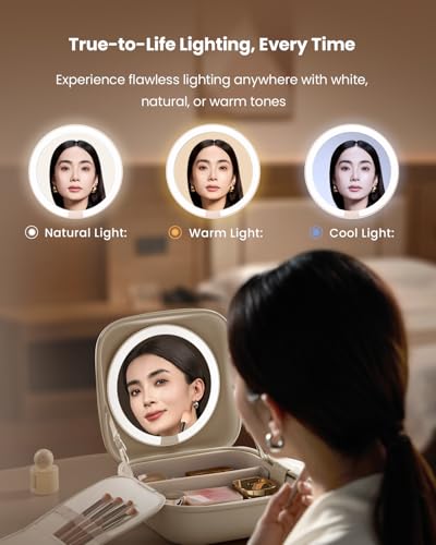 Travel Makeup Bag with Built-In LED Mirror
