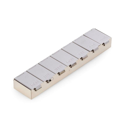 7-Day Chrome Pill Box with Individual Compartments
