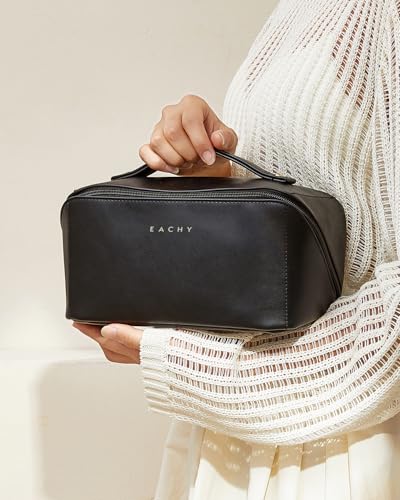 Large Flat-Open Travel Makeup Bag in Waterproof PU Leather