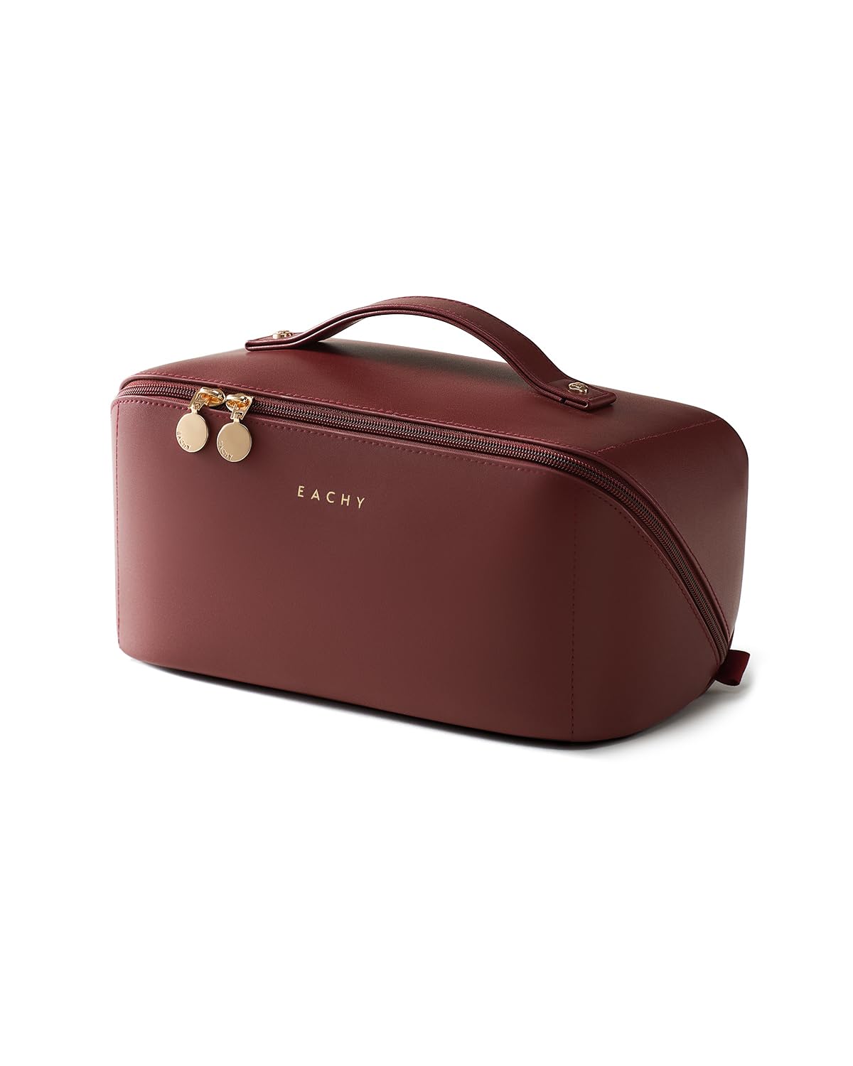 Large Flat-Open Travel Makeup Bag in Waterproof PU Leather
