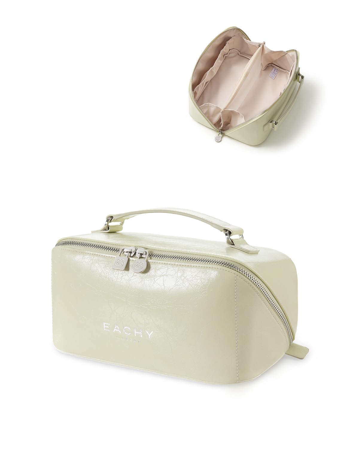 Large Flat-Open Travel Makeup Bag in Waterproof PU Leather