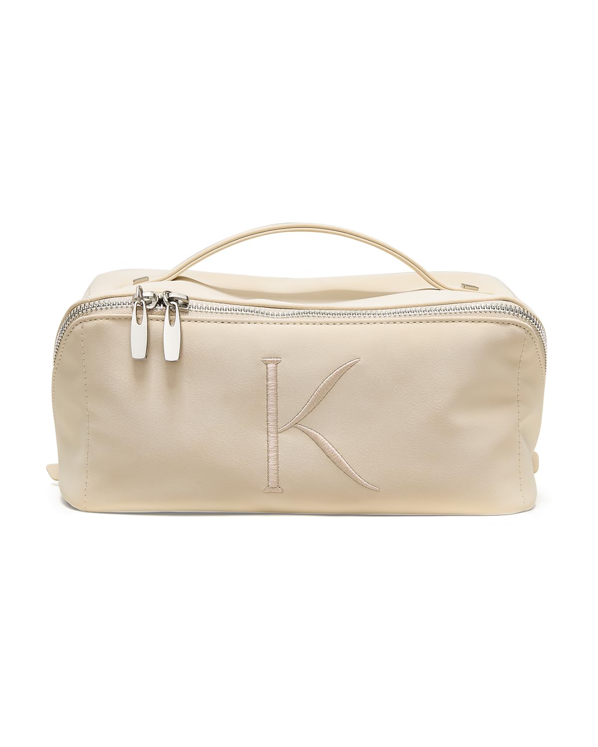 Large Flat-Open Travel Makeup Bag in Waterproof PU Leather