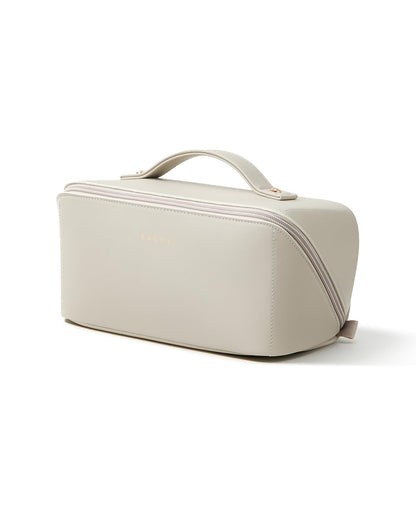 Large Flat-Open Travel Makeup Bag in Waterproof PU Leather
