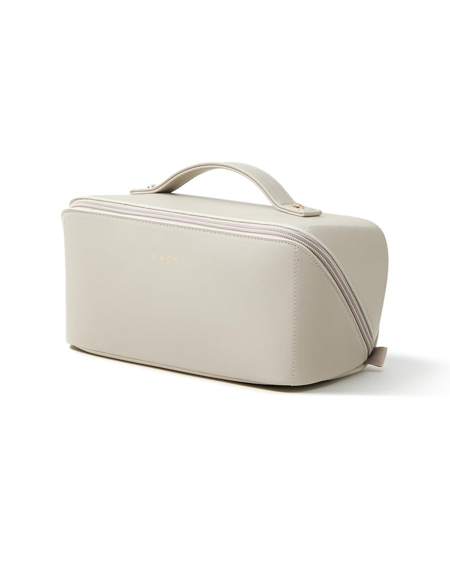 Large Flat-Open Travel Makeup Bag in Waterproof PU Leather