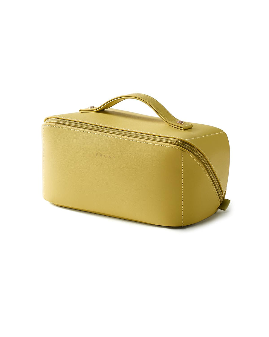 Large Flat-Open Travel Makeup Bag in Waterproof PU Leather