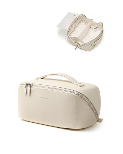 Large Flat-Open Travel Makeup Bag in Waterproof PU Leather
