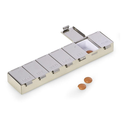 7-Day Chrome Pill Box with Individual Compartments