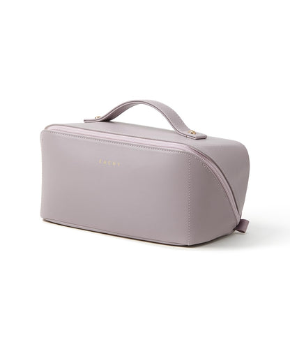 Large Flat-Open Travel Makeup Bag in Waterproof PU Leather