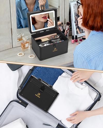 Travel Makeup Case with Built-In LED Mirror