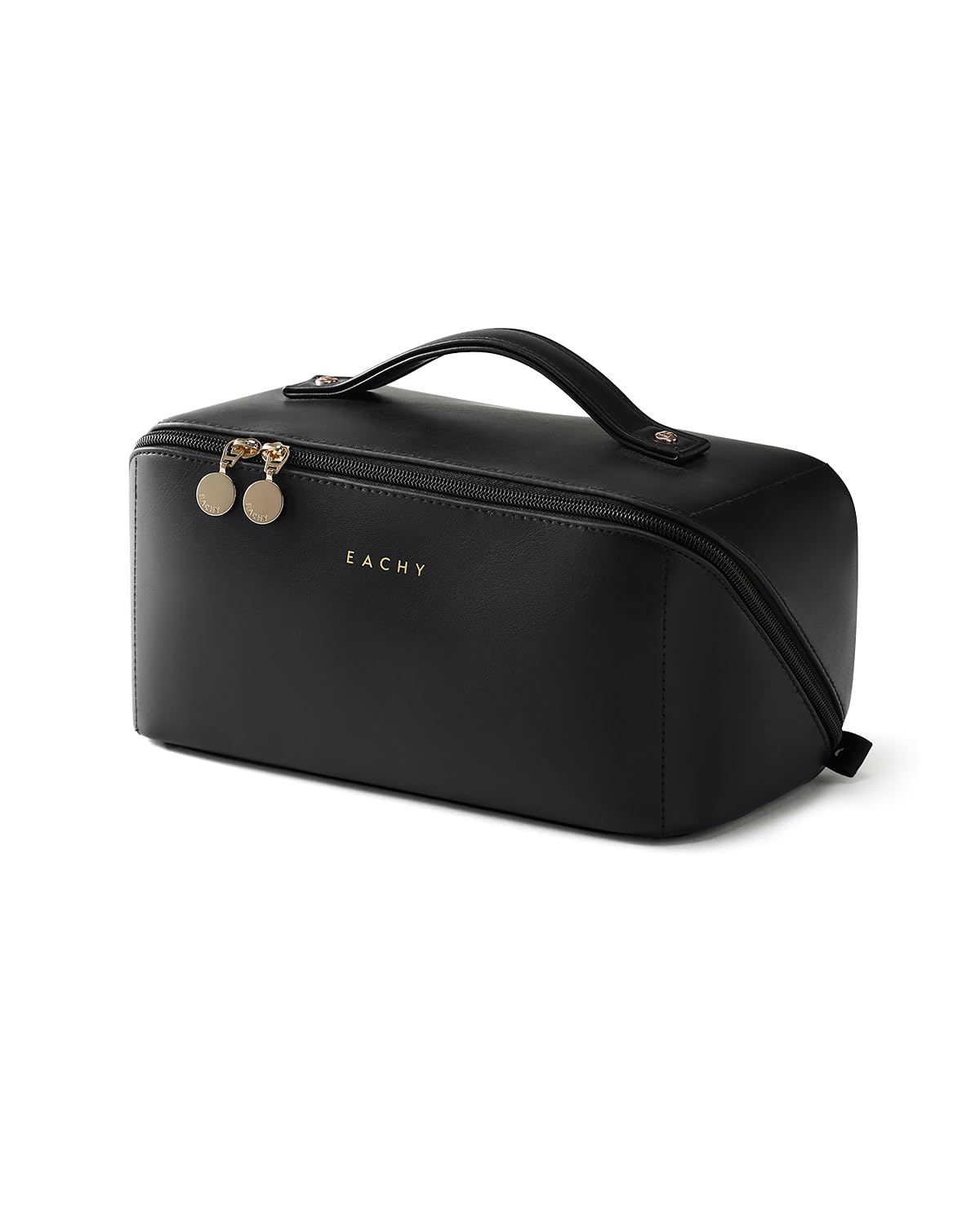 Large Flat-Open Travel Makeup Bag in Waterproof PU Leather