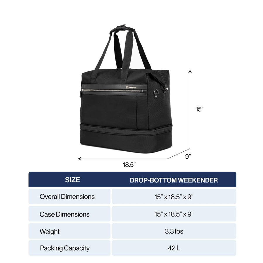 Travelpro Platinum Elite Carry on Soft Travel Drop-Bottom Weekender Bag, Overnight, Men and Women