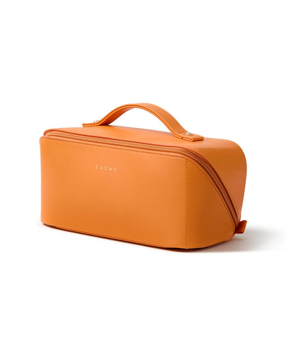 Large Flat-Open Travel Makeup Bag in Waterproof PU Leather