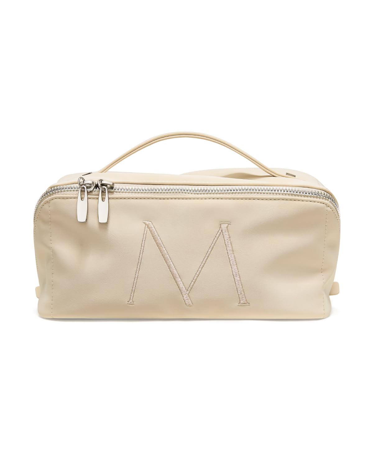 Large Flat-Open Travel Makeup Bag in Waterproof PU Leather