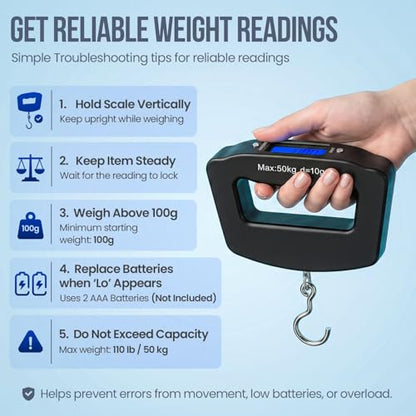 110 lb Portable Digital Luggage Scale with Hook