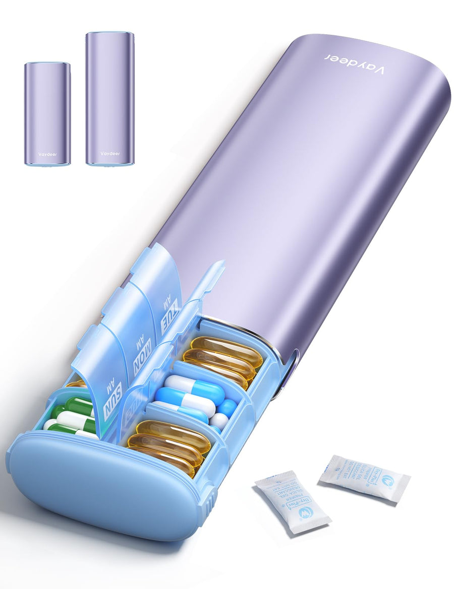 7-Day AM PM Metal Travel Pill Organizer