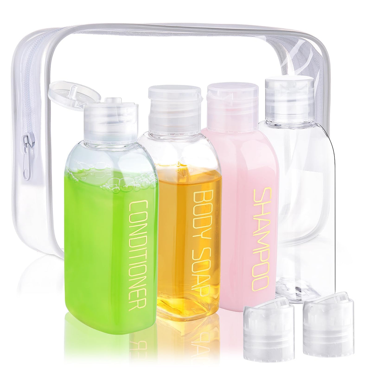 Leakproof Refillable Travel Bottles with Flip Caps