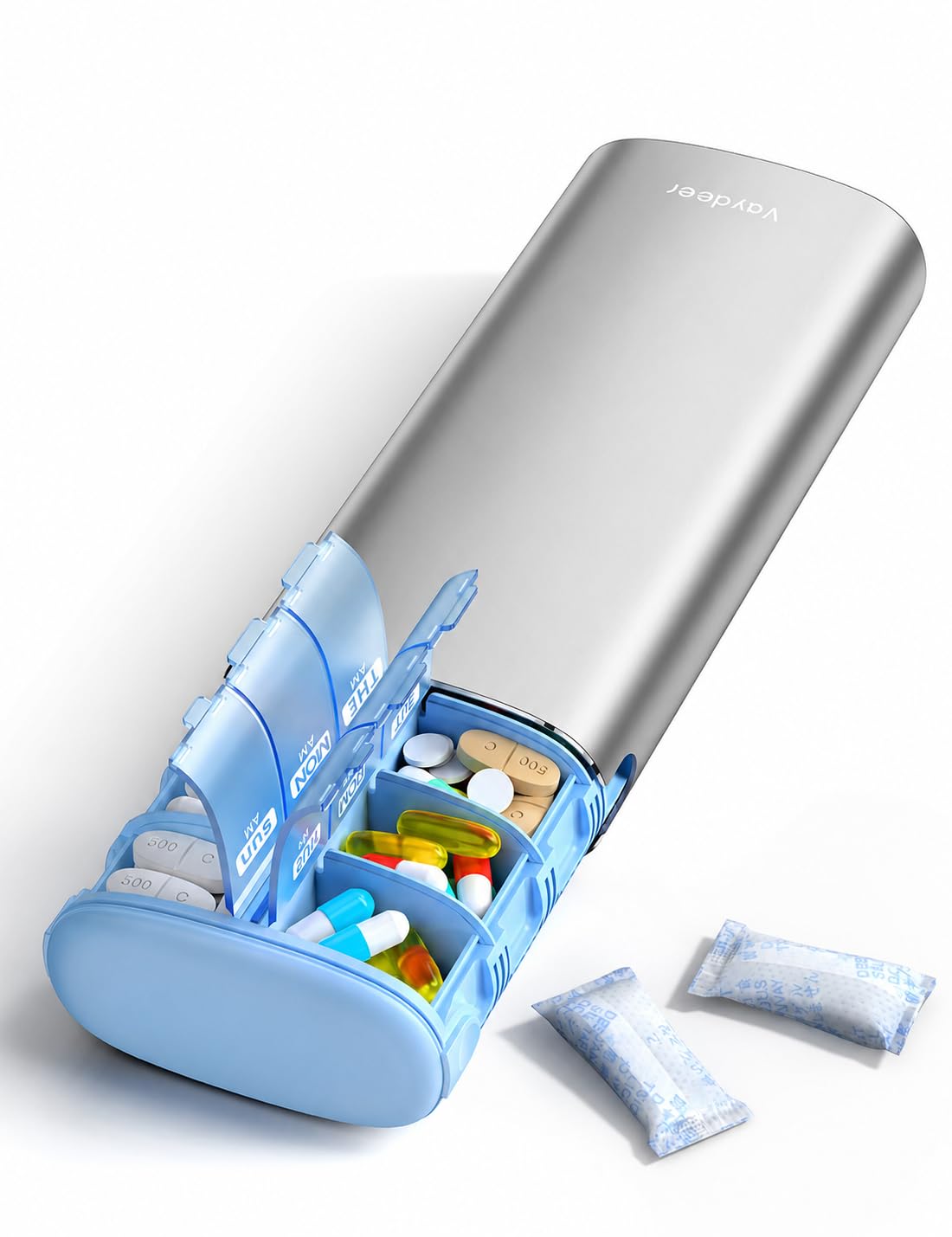 7-Day AM PM Metal Travel Pill Organizer