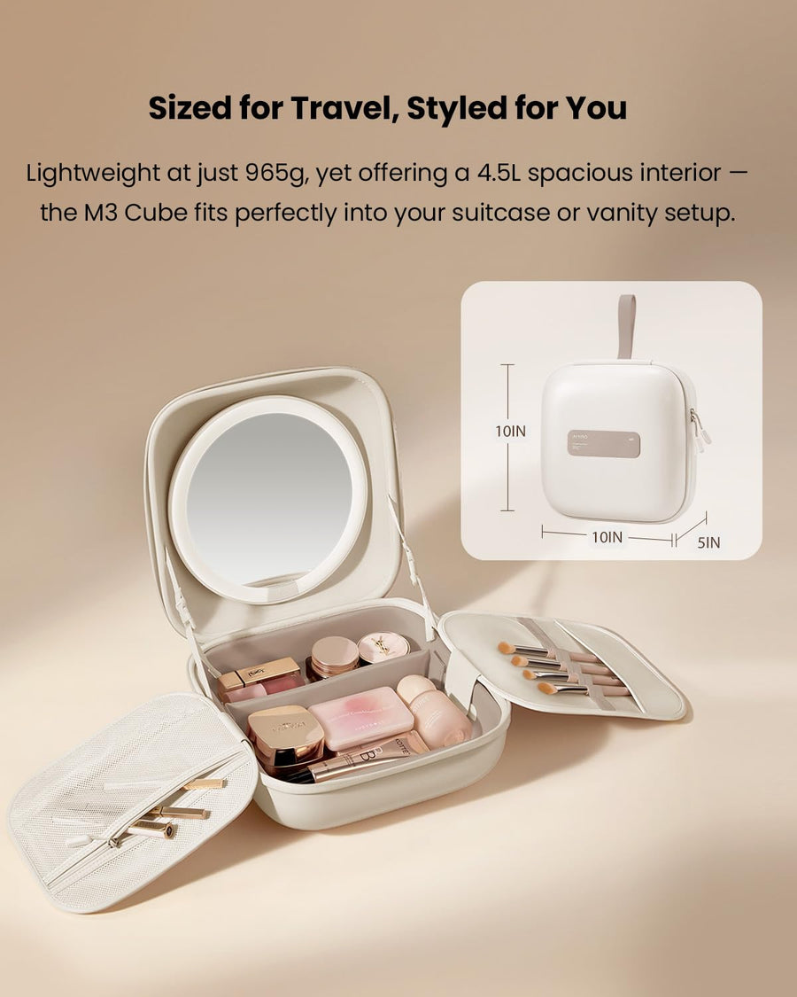 Travel Makeup Bag with Built-In LED Mirror