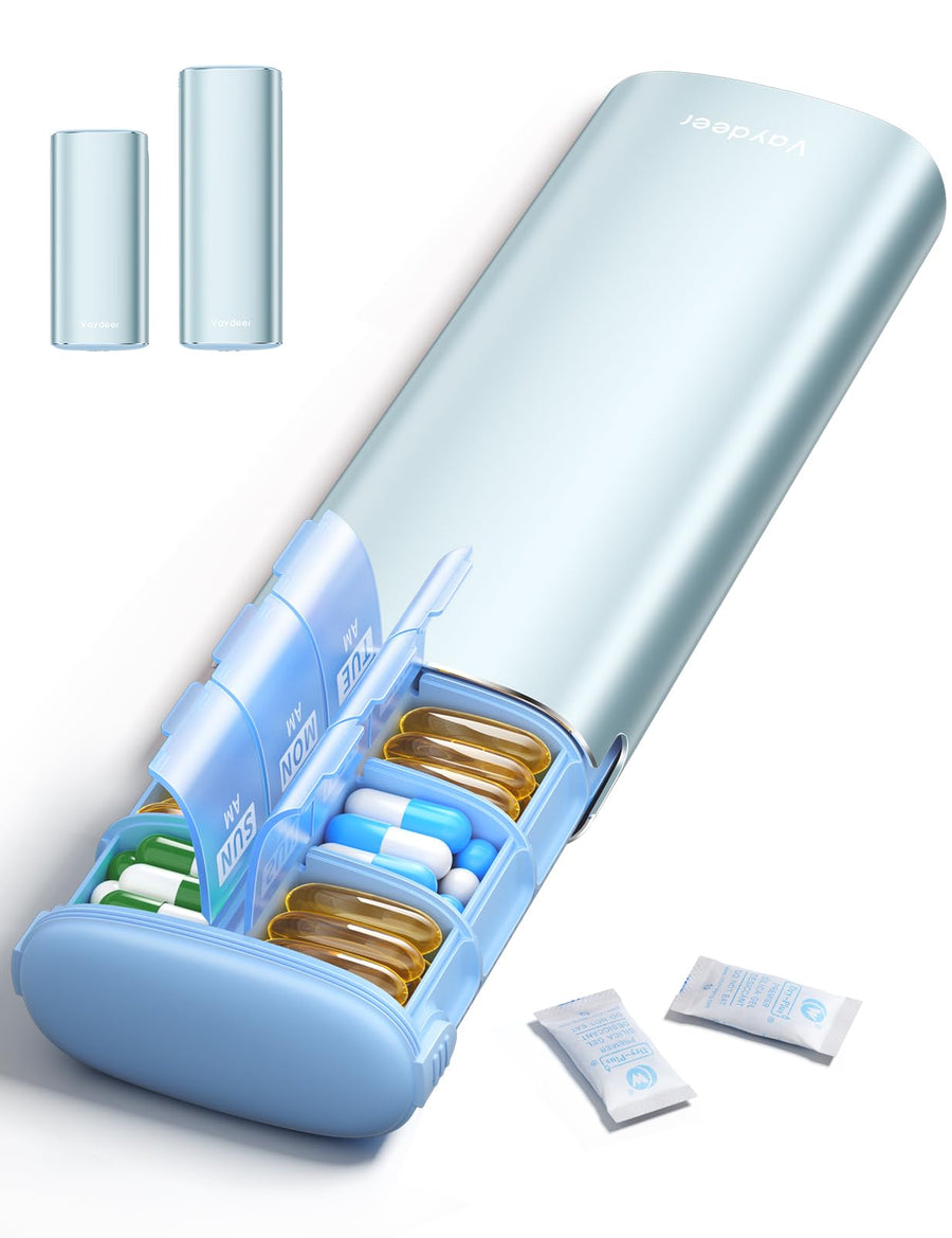 7-Day AM PM Metal Travel Pill Organizer