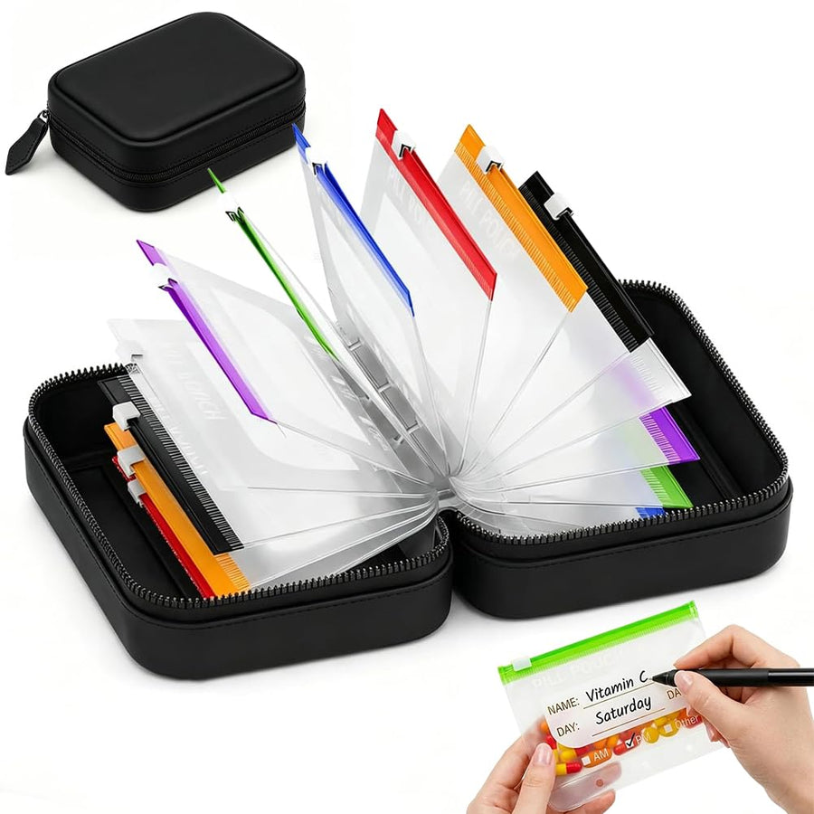 Waterproof Travel Pill Organizer Set with Secure Cases