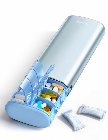 7-Day AM PM Metal Travel Pill Organizer