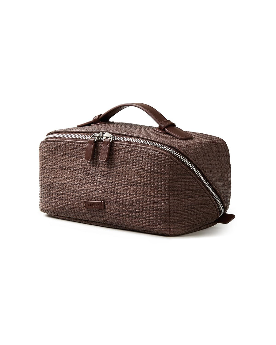 Large Flat-Open Travel Makeup Bag in Waterproof PU Leather