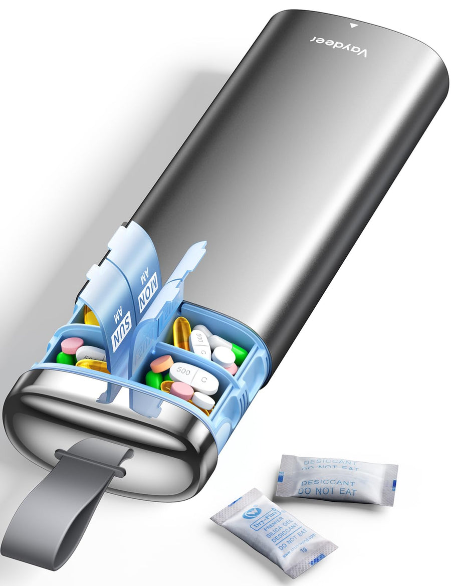 7-Day AM PM Metal Travel Pill Organizer