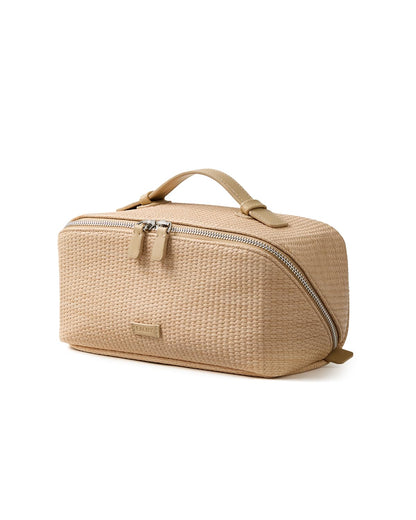 Large Flat-Open Travel Makeup Bag in Waterproof PU Leather