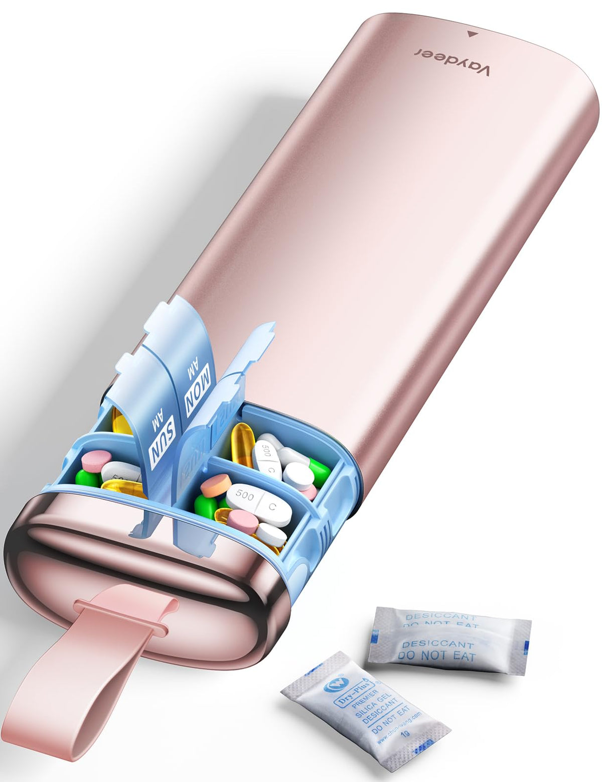 7-Day AM PM Metal Travel Pill Organizer