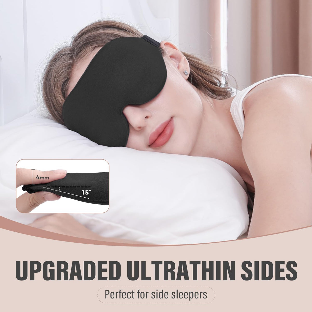 3D Contoured Blackout Sleep Mask with Adjustable Strap