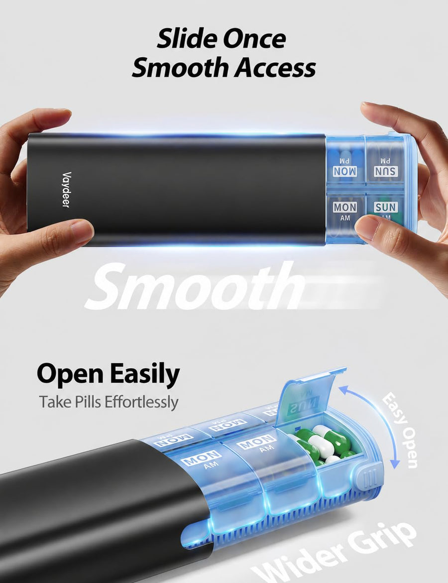 7-Day AM PM Metal Travel Pill Organizer