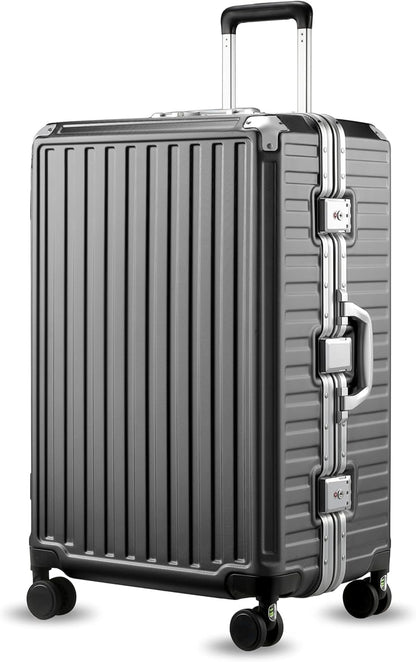 LUGGEX Carry On Zipperless Suitcase, Aluminum Frame, Charcoal Metallic, 20"