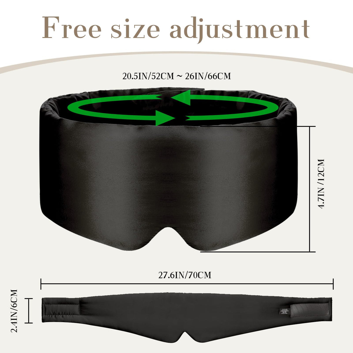 Mulberry Silk Blackout Sleep Mask with Adjustable Band