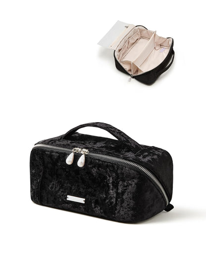 Large Flat-Open Travel Makeup Bag in Waterproof PU Leather