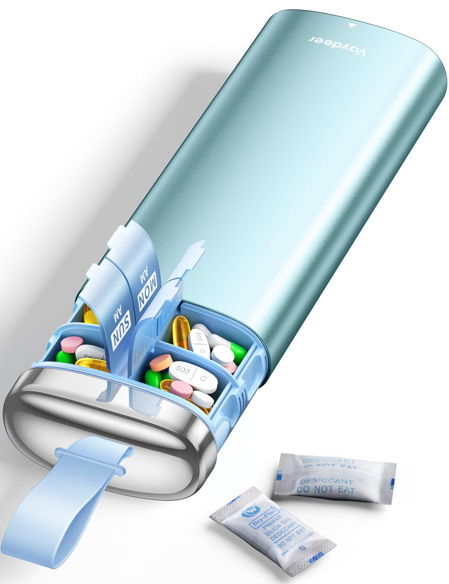 7-Day AM PM Metal Travel Pill Organizer