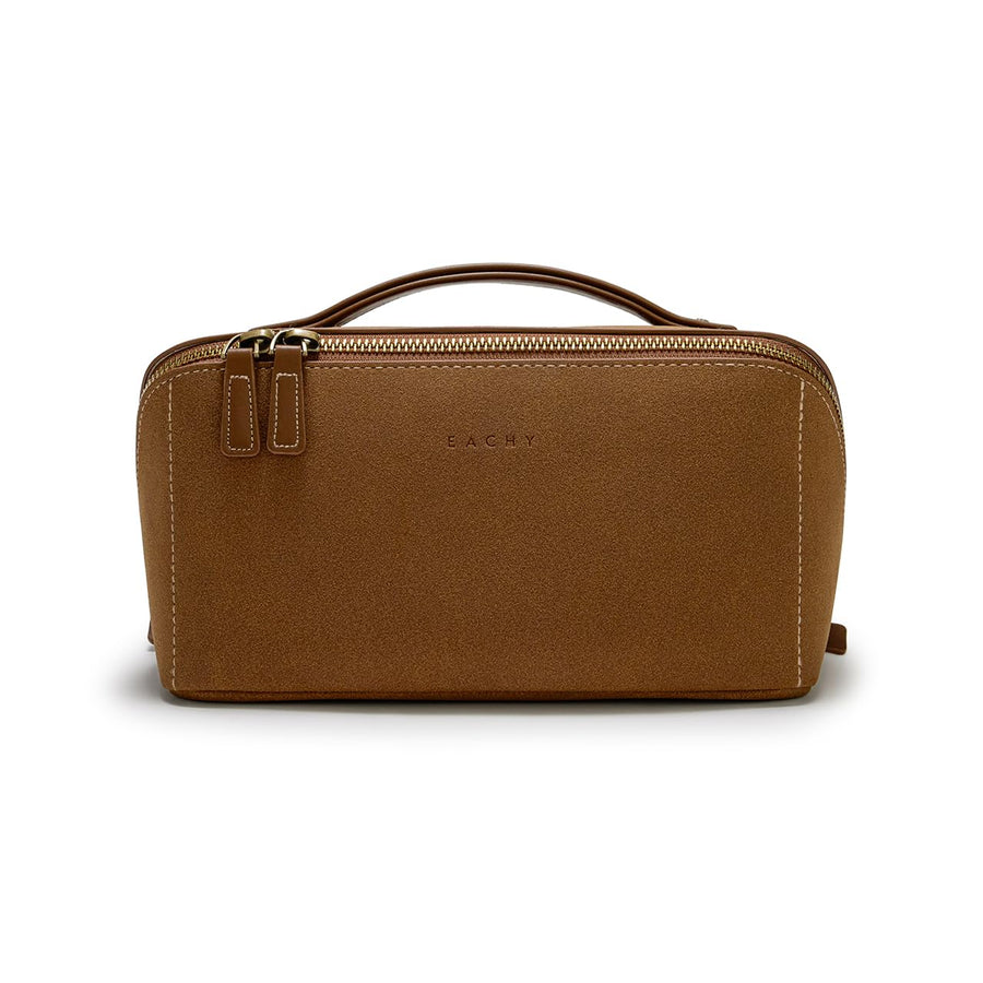 Large Flat-Open Travel Makeup Bag in Waterproof PU Leather