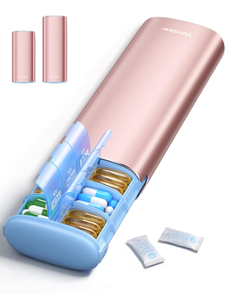 7-Day AM PM Metal Travel Pill Organizer