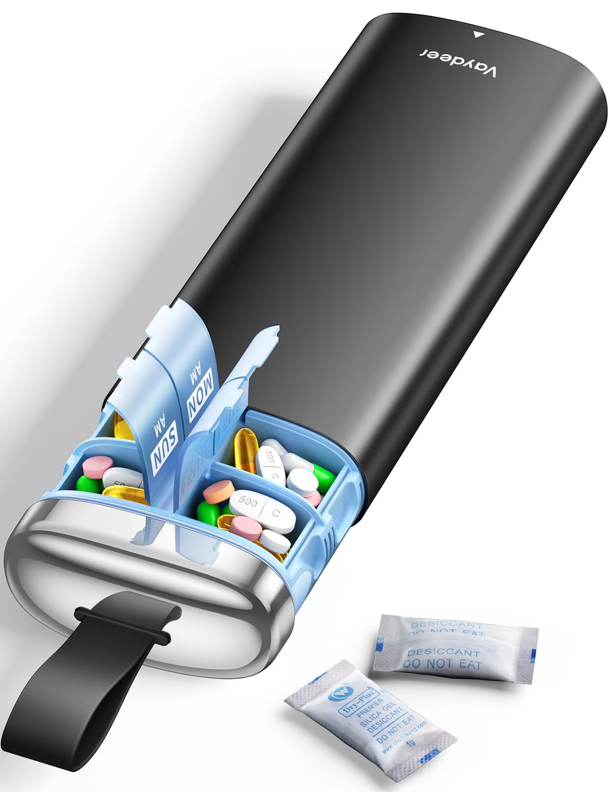 7-Day AM PM Metal Travel Pill Organizer