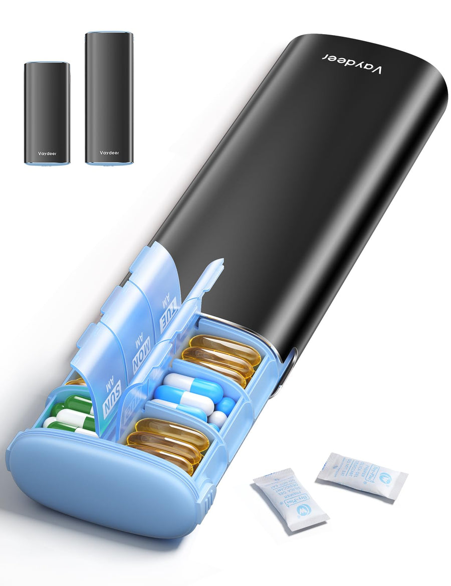 7-Day AM PM Metal Travel Pill Organizer