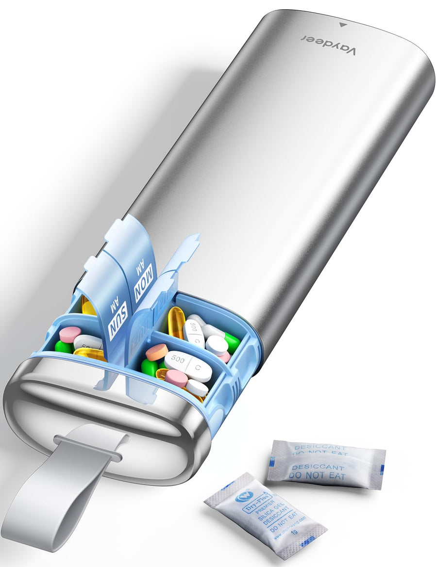 7-Day AM PM Metal Travel Pill Organizer