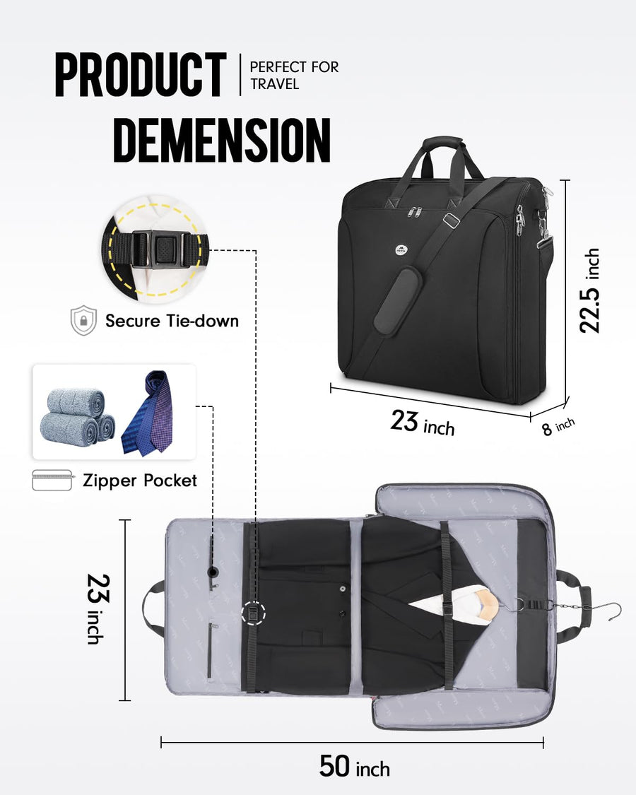 MATEIN Garment Bag for Travel, Large Suit Bag Travel Up to 6 Suits