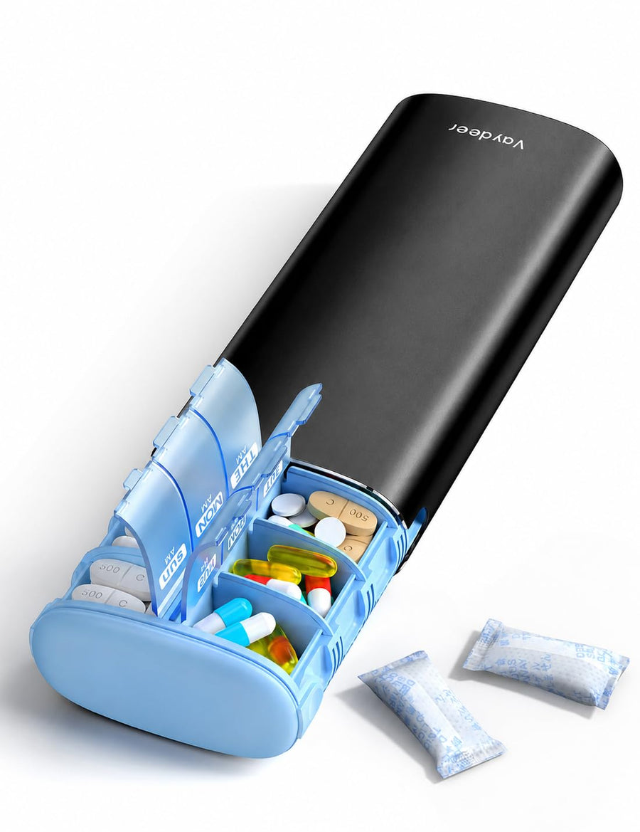 7-Day AM PM Metal Travel Pill Organizer
