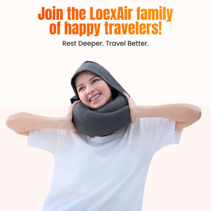 LOEXAIR™ Travel Pillow, Neck Pillow Travel for Airplane, Car - 100% Cotton Fabric & Memory Foam Plane Pillow, Lightweight & Easy-to-Carry on Flight, Full Travel Set