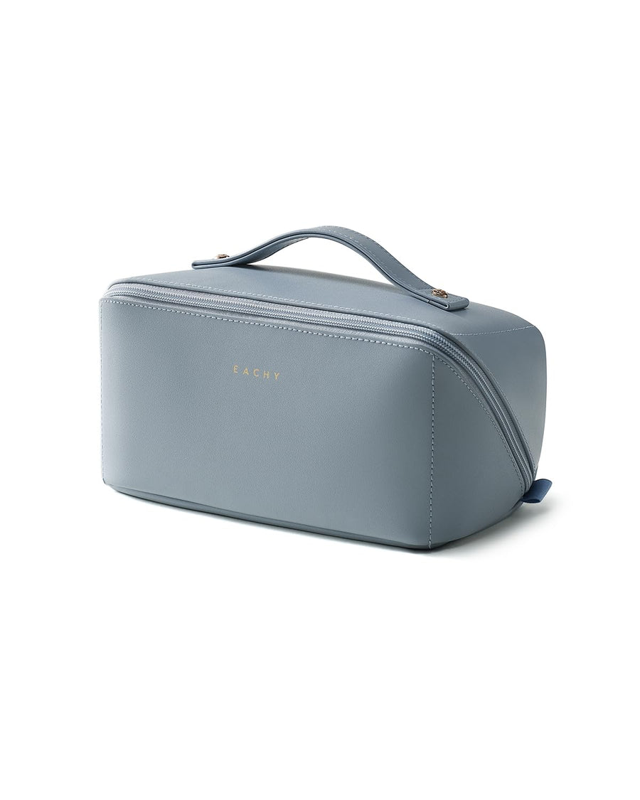 Large Flat-Open Travel Makeup Bag in Waterproof PU Leather